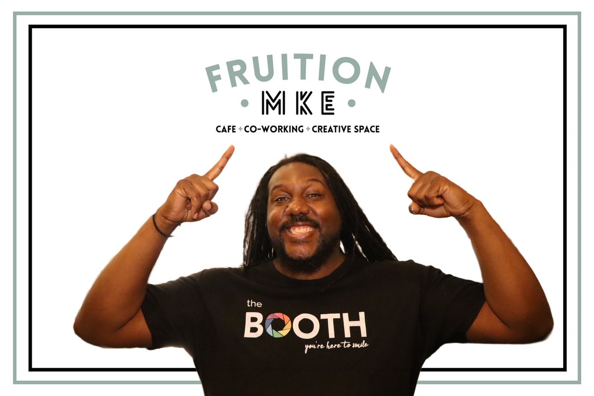 A real Booth Mini photo from Fruition MKE with the Fruition logo across the top